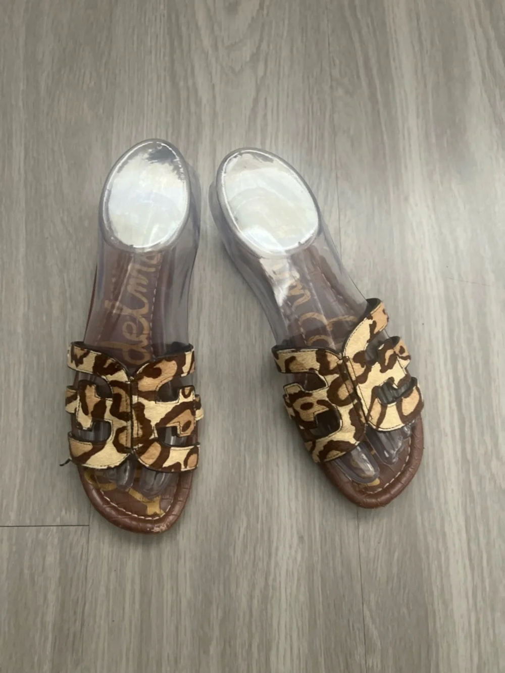 Sam Edelman Leopard Haircalf H Slide Sandals Women’s Size 6 Brown Animal Print